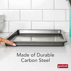 GoodCook PRO Large Baking Sheet Pan Nonstick Warp & Scratch-Resistant Dishwasher-Safe Carbon Steel Construction for Even Baking Oven Safe to 480°F, 11 x 17-Inch, Gray