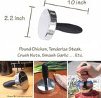 Meykers Meat Pounder Tenderizer | Smash Burger Press | 1.85 lb Heavy Duty | 304 Stainless Steel | Chicken Flattener Masher Beater Kitchen Tool | Aplanadora de Carnes y Pollo | Dishwasher Safe
