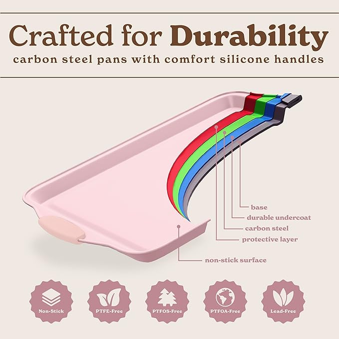 Country Kitchen Nonstick Stackable Bakeware Set - Heavy Duty, Durable, Easy Release Baking Set, Pink, 4 Pcs
