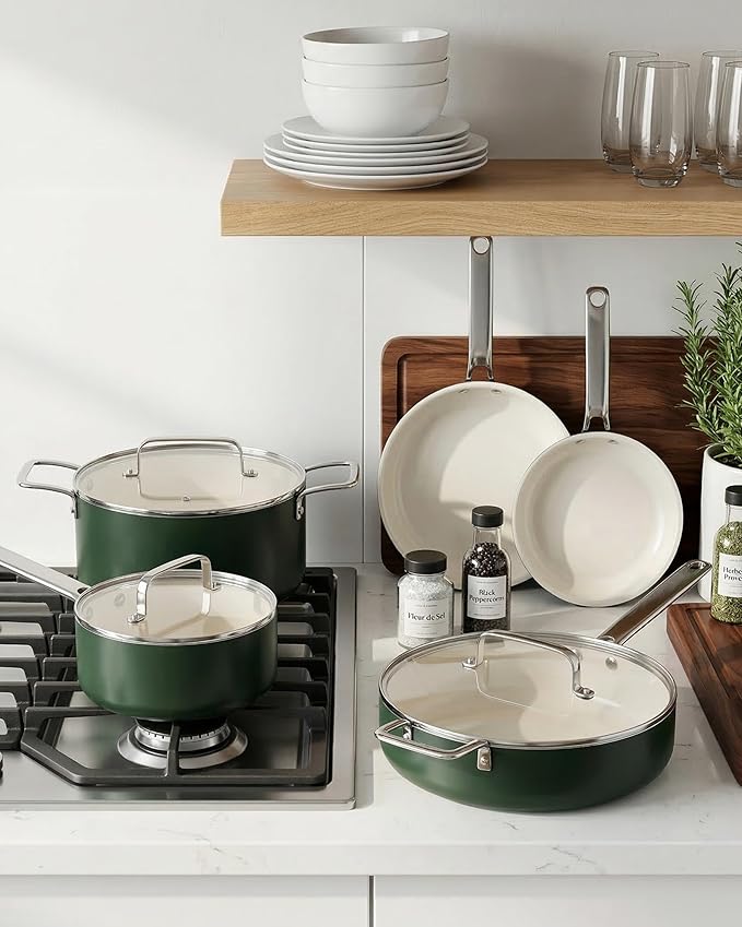 Pots and Pans Set - Nonstick Creamic Kitchen Cookware Sets Non Toxic Cookware Set With Dutch Oven, Frying Pan, Saucepan, Sauté Pan, Cooking Utensils Set, Pots and Pans for Cooking Set Gifts