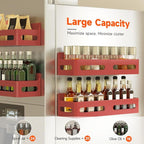 Sevenblue 4 Pack Strong Magnetic Spice Rack for Refrigerator, Multipurpose Magnetic Shelf for Fridge with 4 Hooks for kitchen and Bathroom Organization, Red