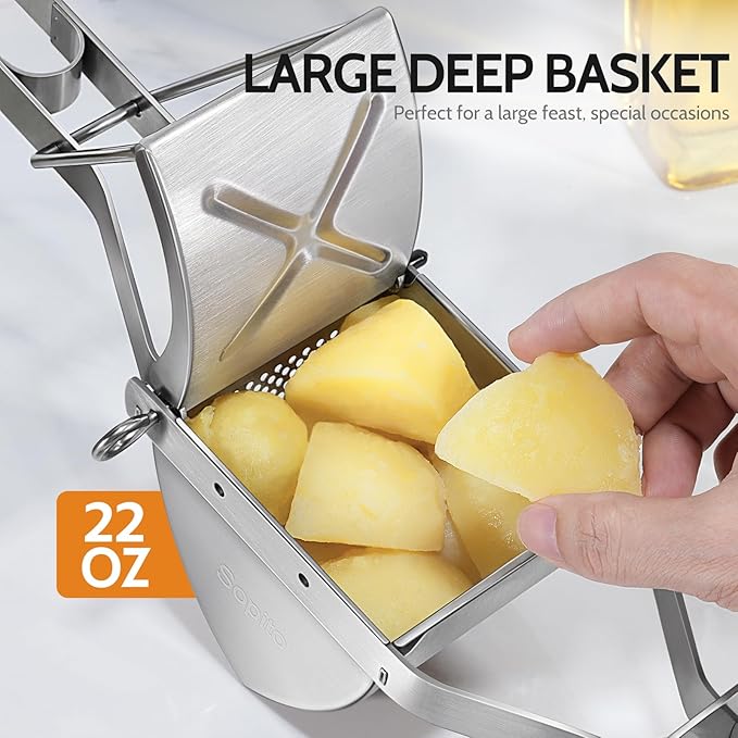 Potato Ricer, Sopito Stainless Steel Potato Masher for Commercial and Home Use, Black