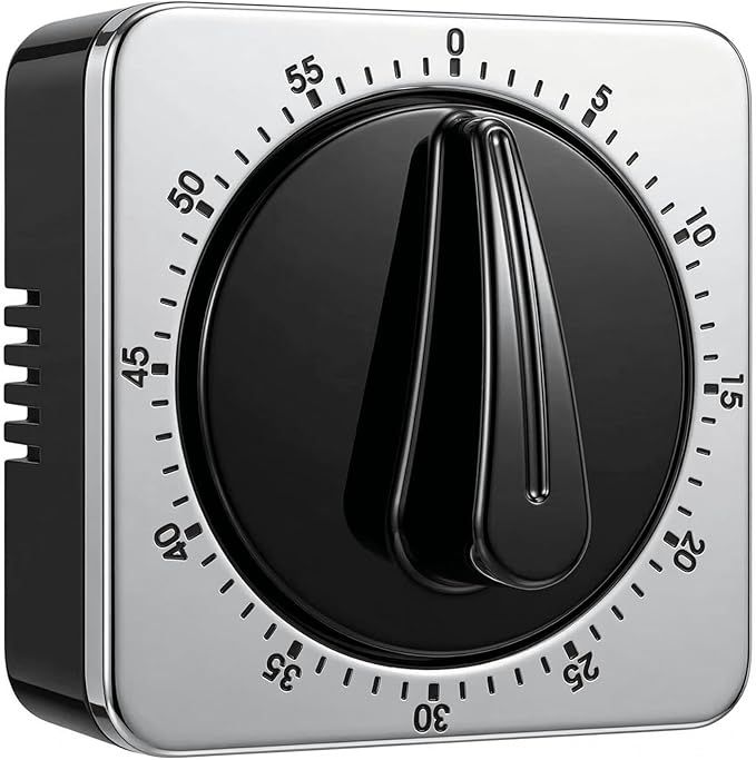 Searon Mechanical Kitchen Timer, Magnetic Manual Countdown Timer with Loud Ring, Stainless Steel, No Battery Needed, Easy to Use for Cooking and Baking