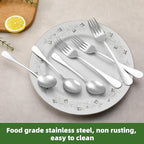 16 Pcs Forks and Spoons Silverware Set, Food Grade Stainless Steel Flatware Cutlery Set for Home, Kitchen and Restaurant, 8 Dinner Fork(8") and 8 Teaspoon(6.7"), Mirror Polished, Dishwasher Safe