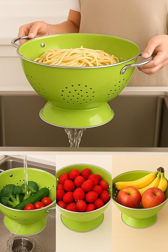 Calypso Basics by Reston Lloyd Powder Coated Enameled Colander, 5 Quart, Red