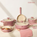 CAROTE 21pcs Cookware Set Nonstick Pots and Pans Set, Ceramic Cookware Set Induction Cookware, Non toxic Healthy Non Stick Kitchen Cooking Set, PFAS PTFE Free
