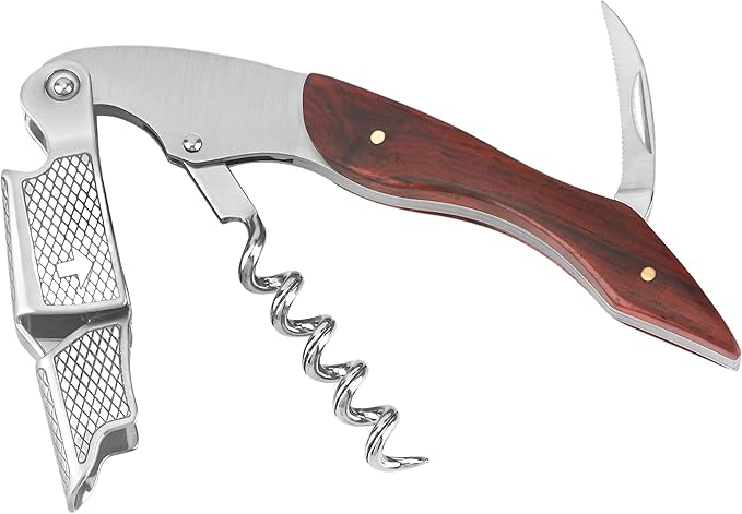 ELEGANTZ Wine Bottle Opener Set – Premium Corkscrew with Foil Cutter & Beer Bottle Opener – Ergonomic Wooden Handle for Smooth Cork Removal – Sommelier Accessories Gift for Wine Lovers