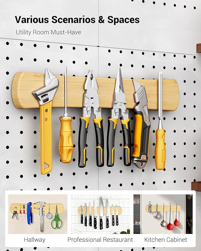 Swaitee Magnetic Knife Holder for Wall, 18 Inch Large Bamboo Knife Magnetic Strip, Housewarming Gifts for New Home, Kitchen Wall Storage Space Savers, Farmhouse Kitchen Utensil Organizer Essentials