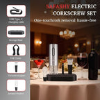 5 IN 1 Rechargeable Electric Wine Opener, Stainless Steel Automatic Bottle Corkscrew with Foil Cutter, Vacuum Stopper, Wine Pourer, One Touch Bottle Winer Gift Set for Christmas, Party