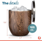 Snowfox Plus - Insulated Ice Bucket with Lid/Scoop, Premium Vacuum Insulated Stainless Steel Ice Buckets for Parties, Ice Box, Home Bar Accessories, Parties Supplies, Bar Decor, 3L, Dark Walnut