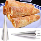 large Cream Horn Molds 5-inch, 16 PCS Cream Horns Pastry Molds with Cleaning Brush Croissant Baking Forms for Baking Croissants Bead, Chocolate Croissant, Brioche Rolls, Party Dessert