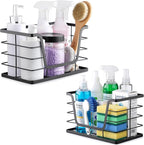 ALOCEO 2 Pack Storage Stackable Kitchen Laundry Organizers with Bamboo Top, Large Trash Bag Holder and Small Garbage Bag Dispenser for Countertop Organization