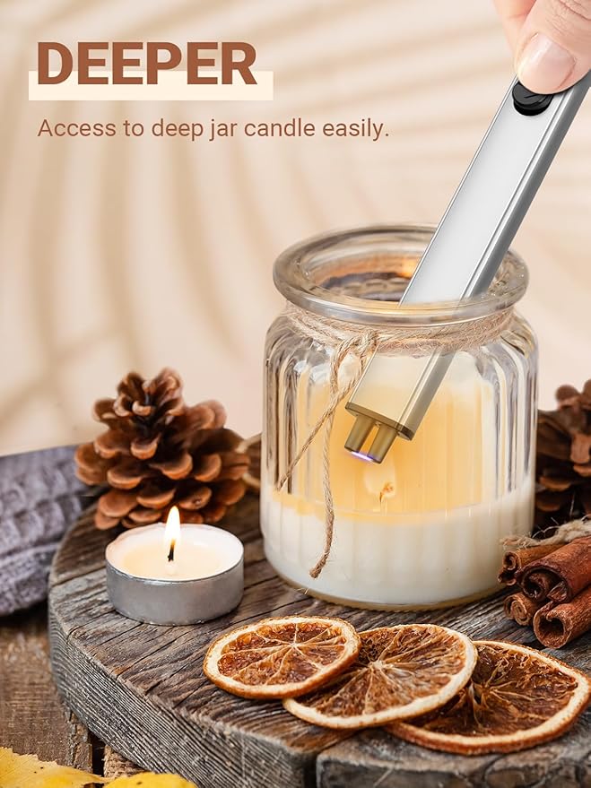 Stocking Stuffers for Women Electric Lighter - Gifts for Men Mom Birthday, Candle USB Rechargeable Upgraded Safety Lock Plasma Arc with LED Display Flameless Long for Grill
