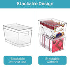 Vtopmart 2 Pack Clear Stackable Storage Bins with Lids, Large Plastic Containers with Handle for Pantry Organizer and Storage,Perfect for Bathroom,Cabinet,Kitchen,Fridge,Closet Organization