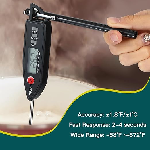 Copkim 12 Set Waterproof Food Thermometer for Water, Liquid, Candle and Cooking Digital Meat Thermometer with Long Probe Instant Read for Kitchen BBQ Grill Candy (Black)