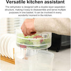 Salad Spinner,Vegetables Fruits Wash Bowl Large Capacity BPA Free Double Layer Detachable Manual Lettuce Spinner,Fruit and Vegetable Washer,Spin and Dry Salad Greens (Green)