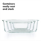 OXO Good Grips 3.5 Cup Smart Seal Glass Rectangle Food Storage Container, Clear (Pack of 2)