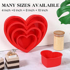 6 Inch Silicone Heart Shaped Cake Pans 2 Pcs Small Heart Cake Pan Set Nonstick Silicone Heart Molds for Baking (Red)