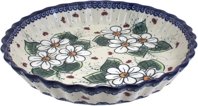 Blue Rose Polish Pottery Ladybug Pie Plate