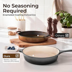 Kitchen Academy 7Pcs Enameled Cast Iron Cookware Sets - Non Toxic Pots and Pans Set, Grey Induction Nonstick Cookware Set, PFOA&PFAS Free