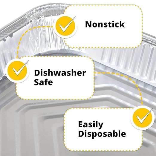 IDL Packaging Half-Size Aluminum Steam Table Pans - Shallow, 13" x 11" x 1.5" (pack of 25) - Disposable Foil Pan for Grilling, Roasting, BBQ, Cooking, Baking, Freezing