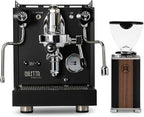 Diletta Bello+ Espresso Machine (Black) Bundle w/Rocket Espresso Giannino Espresso Grinder (Black/Wood)