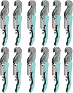 RECUTMS Wine Opener Pack 12 Pack Corkscrews for Wine Bottles Heavy Duty Stainless Steel with Foil Cutter Small Stainless Steel Gift for Home Wedding Party Bartenders Servers Waiter（cyan-blue）