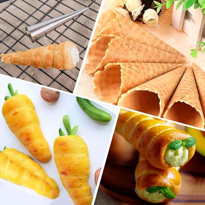 Joyeee 10 Pack Cream Horn Molds - Small & Large, 5 Inch & 3.4 Inch Cream Horn Cones for Breakfast, Tea & Parties