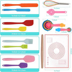 Silicone Spatula Set Rolling Pin Cookie Cutters Pastry Mat Measuring Spoons and Cups Pinch Bowls Dough Scraper, Kitchen Tools Cookware Cooking Baking Supplies 29 PCS