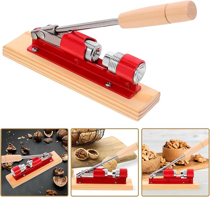 UKCOCO Mechanical Walnut Nutcracker Tool Multi-function Walnut Opener Plier with Red Handle Household Nut Shell Opener and Nuts Kitchen Specialty Gadget for Easy Shell Breaking