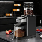 Electric Coffee Grinder for Home & Office: Automatic Conical Burr Coffee Grinder wtih 25 Precision Grind Settings - 120g Expandable Hopper & Low Noise&Durable Design Perfect for Multi-Cup Brewing