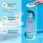 Drinkmate OmniFizz Sparkling Water Maker & Soda Streaming Machine | Carbonates Any Drink | STARTER KIT | Includes One 60L CO2 Cartridge + One BPA-Free Bottle (Arctic Blue)