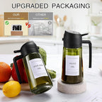 DWTS DANWEITESI Oil Sprayer for Cooking 2pcs,2 in 1 Oil Dispenser and Oil Sprayer Kitchen Gadgets,16oz Dark Green Glass Oil Spray Bottle(Light Blockage),Perfect Kitchen Accessories