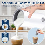 Huogary Milk Forther Simple Milk Frother and Steamer 2-in-1 Milk Steamer with Hot Milk Foam and Hot Milk for Latte, Macchiato, Cappuccinos, White （Medium）
