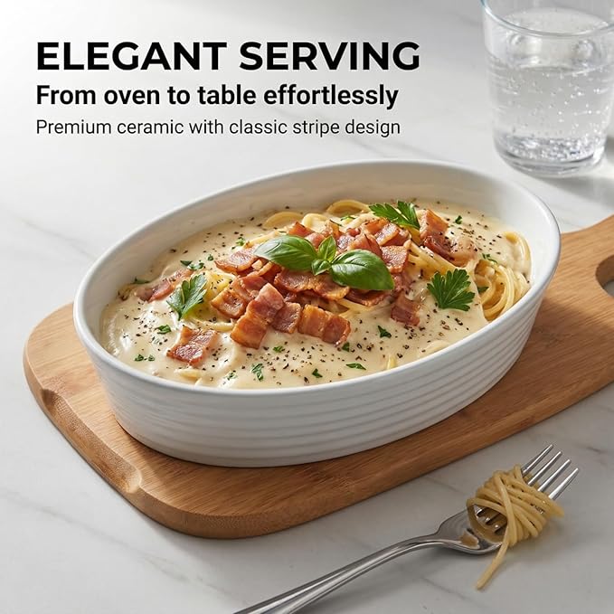 ONEMORE 2 Piece Ceramic Oval Baking Dish Set, 10.5/7.7 Inch Baking Dish Set, Porcelain Oval Au Gratin Pans for Pumpkin Pie, Apple Crisp, Pot Pies & Tarts, Microwave & Dishwasher Safe