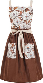 Pinknoke Vintage Pinafore Apron Dress for Women with Pockets Cute Floral Chef Aprons for Kitchen Cooking Baking Gardening
