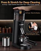 COOL KNIGHT Rechargeable Conical Burr Coffee Grinder, 60 Grind Settings & 5–98 Level Timer, Espresso Grinder with Bellows Hopper and Portafilter Holder, Easy to Clean