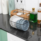 Wire Kitchen Storage Basket 5 Packs,Perfect Pantry Organization Accessories Basket,Laundry,Countertop Organization,Suitable for Kitchen,Bathroom,Bedroom,Tabletop,Stackable,Black