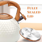 Tea pot, 3.2Qt Whistling Tea Kettle Stovetop, Convenient switch/heat-resistant handle, coffee, tea, milk teapots, Gas Electric Applicable (cream)