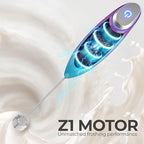Zulay Kitchen Patented Tornado Triple Whisk Milk Frother with 4 Duracell Batteries – Handheld Foam Maker for Coffee, Lattes, Matcha & Hot Chocolate – Rich, Creamy Froth in Seconds - Borealis