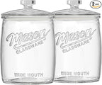 Folinstall 2 Pack 1 Gallon Glass Cookie Jar, Large Glass Jar with Airtight lid, Glass Food Storage Container for Cookies, Candy, Flour, Dog Treats, Coffee, Apothecary Jars