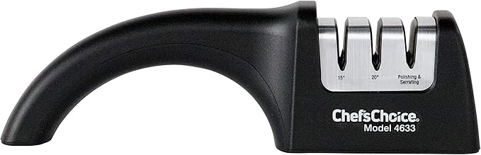 Chef'sChoice Professional Manual Knife Sharpeners AngleSelect for 15- and 20-Degree Straight-Edge and Serrated Knives with Diamond Abrasives Precise Angle Control & Compact Footprint, 2-Stage, Black