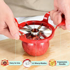 LIIGEMI Apple Slicer,12-Blade Extra Large Apple Corer, Heavy Duty Stainless Steel Apple Cutter and Divider，Easy to Use, Time-Saving（Red）