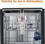 Cabilock Dishwasher Chopstick Basket with Hooks, Stainless Steel Kitchen Utensil Holder, Cutlery Organizer for Chopsticks Spoons Forks Straws, Small Hanging Silverware Drying Rack