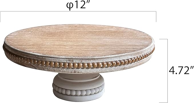 Large Round Wood Risers for Display, 12" Decorative Rustic Farmhouse Cake Stand Pedestal Tray for Home and Kitchen Decor