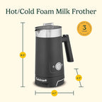 Cuisinart Hot and Cold Foam Milk Frother, Electric Frother for Coffee, Lattes, Cappuccinos, Macchiatos, Hot Chocolate and More, Stainless Steel Nonstick Milk Tank, Cool Touch Exterior, FR-16, Black