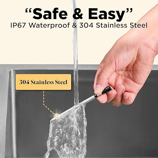 Wireless Meat Thermometer with Digital Meat Probe, Measures Internal & Ambient Temp, 800FT Bluetooth Meat Thermometer with Host Control for Barbecue, Outdoor Grilling, Oven & Smoker (Red)