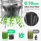 Cold Press Juicer, ORMEO HOME Masticating Juicer Machines with 5.0"Large Feed Chute Fit Whole Vegetables & Fruits, with Pulp Seperation, 99.6% Juice Purity, Quiet Motor, Easy to Clean,BPA Free