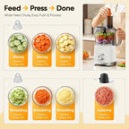 OLIXIS Food Processor 10.5 Cup, Vegetable Choppers with Slicing Shredding Chopping Kneading, Dishwasher Safe, Food Grinder, Stainless Steel Blades, for Smoothie Fruit Dough, 2.6QT, White
