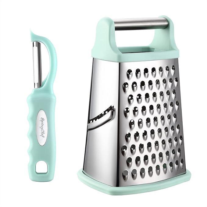Spring Chef Swivel Peeler & Professional XL Box Grater Bundle - Mint